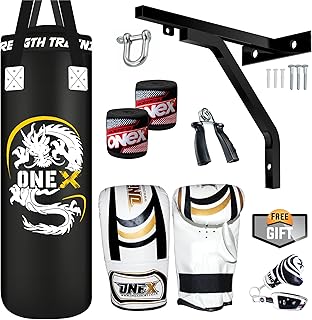 Set of 3 -foot ONEX striking bags, robust boxing drive gloves filled with 13 -piece splints.. DIAYTAR NIGERIA: Bringing quality products to every Nigerian with affordable nationwide delivery.
