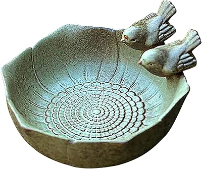 Vintage ceramic bird bath bowl ceramic bol support for bird food.. DIAYTAR Nigeria: Shopping that fits your budget and your schedule.