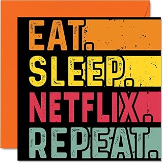 Fun birthday card for her or her - eat, sleep, Netflix, repeat - Happy birthday cards for fans of television movies, 145 mm x 145 mm birthday greeting cards for all opportunities for children and adults.. Your ideal shopping companion, DIAYTAR NIGERIA offers unmatched variety with delivery within a week.