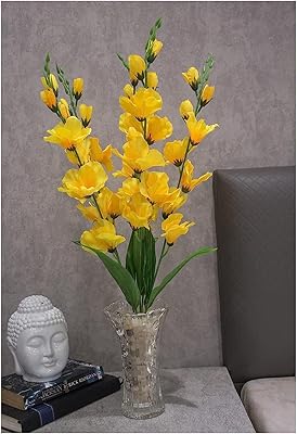 Set of artificial Arabic Lys flowers for the decoration of the house, pack of 1 (yellow).. DIAYTAR NIGERIA: Where every search leads to affordable products delivered promptly across Nigeria.
