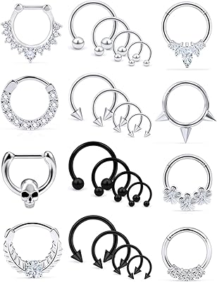 Rings of septum from nose to hinge 16g, body of body drilling in stainless steel, jewelry for women and men, metal crystal acrylic rhinestones, cubic zirconia.. DIAYTAR NIGERIA transforms online retail with unbeatable prices and consistent delivery timeframes.