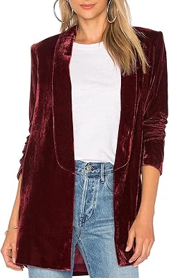 Velvet jacket with long sleeves for women, united color, open to the front, laid -laid cardigan jacket of medium length.. DIAYTAR NIGERIA: Revolutionizing accessibility to quality products at budget-friendly prices across Nigeria.