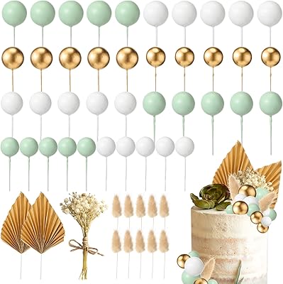 53 Pieces Boho Vert White Or Mousse Cake Topper Mini Balloons Gold Palm Leaves Cakes Dried Flowers For Baby Birthday Wedding Festival.. Shop for everything you need at DIAYTAR NIGERIA, with budget-friendly prices and quick delivery.