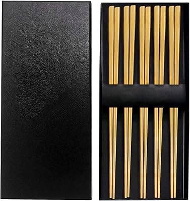 Stainless steel baguettes Castowave golden reusable 5 pairs of chopsticks.. Shop for everything you need at DIAYTAR NIGERIA, with budget-friendly prices and quick delivery.