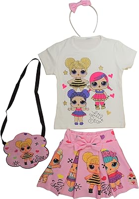 Set of birthday clothes for cartoon girls, short sleeve shirt and skirt, set of princess party costumes, gift for girls.. From Lagos to Kano, DIAYTAR Nigeria delivers across Nigeria in days.