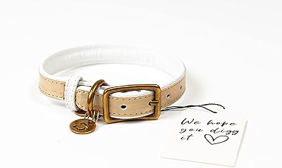Dog necklace in real leather Digg (white gold m).. Discover endless possibilities with DIAYTAR NIGERIA's extensive product range and affordable shipping.