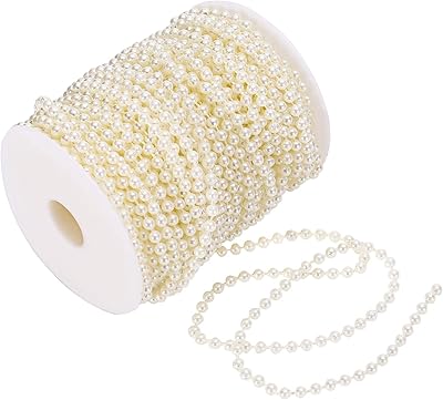False artistic pearls, plastic pearls, large pearls of false crystal castwiff for wedding birthday party, interior decoration, crafts, vase filling, table dispersion (length 10 m).. Shop with purpose at DIAYTAR NIGERIA and receive your purchases at unbeatable prices within the week.