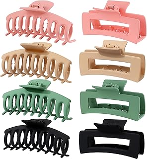 Large hair pliers, 8 pieces of 4.3 inch hair clips for women and girls, 2 styles and 4 colors, matt hair pliers with solid claws for thick hair and fine hair (black, green, yellow, pink).. DIAYTAR NIGERIA: Creating access to affordable products for every Nigerian with our swift delivery service.