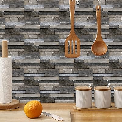 Homea 18 pieces creative matte 11.8 "x 5.9" Visual wall sticker 3D self-adhesive wallpaper with wood grain for kitchen and table.. DIAYTAR NIGERIA: Where value meets variety with reliable nationwide delivery in under 8 days.