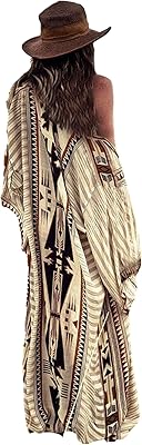 Large kimono dress open on the front with bird motif, geometric print, 3/4 sleeves for women, beige color, b-beige.. Discover shopping made simple with DIAYTAR NIGERIA's comprehensive platform and nationwide delivery service.