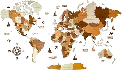 Large wooden wall decoration with 3D world map - size M, L, XL) Gift idea suitable for home, kitchen or office (size M, CA).. DIAYTAR NIGERIA: Redefining e-commerce with affordable prices and reliable nationwide shipping.