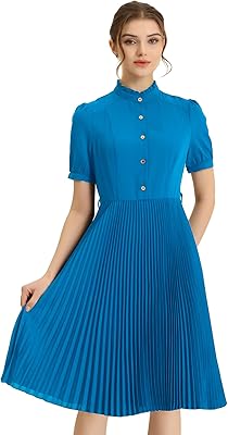 Women 2023 summer elegant short sleeves with ruffles rising collar waist surrounded a line mid-length dress.. You shop, we deliver — quick and easy with DIAYTAR Nigeria.