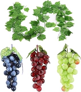 Artificial grapes, 3 packages of false grapes, fruit simulation with artificial vine leaves, animated hanging ornaments for wedding, home party, garden, wine wall, decor.. DIAYTAR Nigeria: Great value, fast delivery, and endless options.