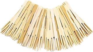 100pcs festive fork in vintage bamboo 3.5 inch small forks of buffet of selected fruit, disposable ecological for the house and the catering.. DIAYTAR NIGERIA: Connecting every Nigerian with quality products at prices everyone can afford.