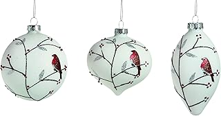 PRD Lot of 3 large white Christmas tree decorations in traditional vintage style on branch/ball/drop in onion glass - 8-11 cm.. DIAYTAR NIGERIA makes quality accessible with our affordable prices and dependable delivery service.