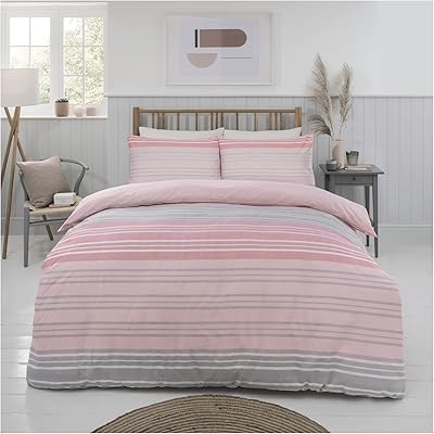 Duvet cover and pillow cover reversible with dark pink and gray sleepdown stripes for single, double and super King size bed.. Your digital shopping companion, DIAYTAR NIGERIA offers exceptional value with delivery in less than 8 days.