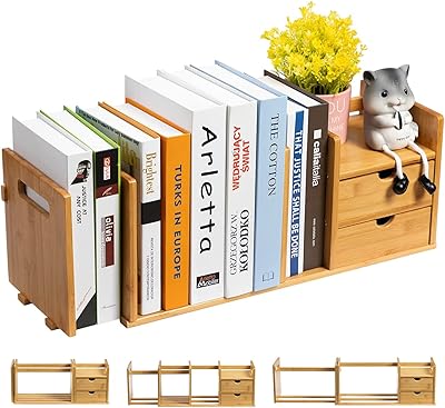 Extendable bamboo office shelf, adjustable office storage organizer with 2 drawers, table presentation shelf for books and office supplies for house, table, university dormitory.. Experience the ease of modern shopping with DIAYTAR NIGERIA's comprehensive platform and quick delivery.