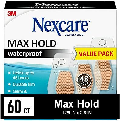 Waterproof bandages 3m Max Hold Nexcare: one size, 60 units, 1.25 '' x 2.5 "(transparent).. DIAYTAR NIGERIA: Where every search yields affordable results delivered promptly to your door.