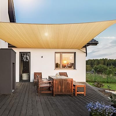 KMM rectangular sun protection 10 'x 13' anti-UV awning 185gsm hd pe awning for outdoor activities in the garden, lawn, beige sand.. DIAYTAR NIGERIA: Bridging the gap between consumers and quality products with affordable nationwide shipping.