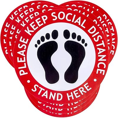 10pcs Social distance signal stickers, distance holding sticker, soil stickers for the management of crews, cash meters, entries and other customizable uses.. DIAYTAR NIGERIA makes every shopping desire a reality with affordable prices and delivery in 5-8 days.