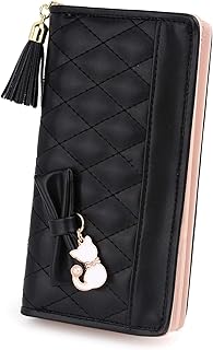Uto PU leather portfolio, large capacity, cat pendant, card holder, telephone support, checkbook organizer, zipper wallet for girls, l.. Shop with purpose at DIAYTAR NIGERIA, where your money goes further and delivery is always prompt.