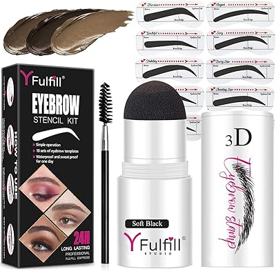 YFULFILL EYEBROW DEFINER POWDER MAQUEILLET, Waterproof and long -term with 10 fine and thick eyebrow stencils reusable for perfect eyebrows (soft black).. DIAYTAR NIGERIA brings the marketplace to your screen with affordable products delivered in 5-8 days.
