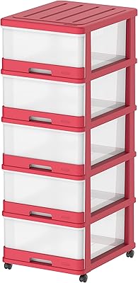 Cosmoplast storage cabinet with 5 levels with drawers and casters, dark red.. Discover the convenience of DIAYTAR NIGERIA's vast e-commerce platform with delivery in just 5-8 days.