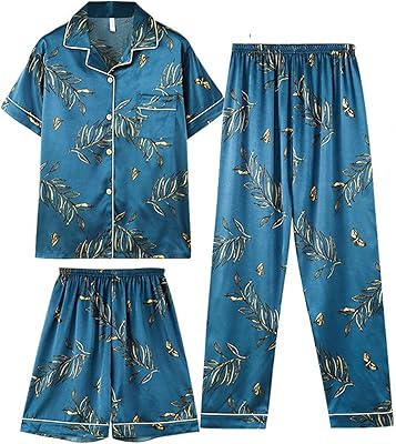 Summer 3 -room pajamas for men in simulated silk, large size, buttoned and short sleeves.. DIAYTAR NIGERIA provides endless shopping possibilities with affordable prices and prompt delivery service.