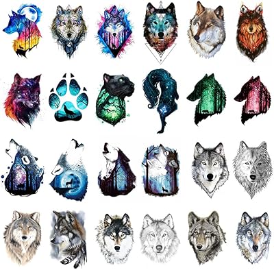 Wyuen 24 Leaves Temporary Tattoo Sticker Wolf Women Men Animal Tattoos Body Art Waterproof for False Sticker Water (W24-01).. You deserve better shopping — choose DIAYTAR Nigeria today.