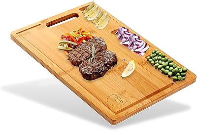Luxury bamboo cutting board TIC TAC with handle, kitchen, surface resistant to humidity, ecological, 3 large compartments, wooden cutting board for vegetables, meat, bread, fruit, butcher.. Your favorite brands are just a click away on DIAYTAR Nigeria.