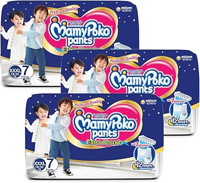 Mamiboko pants extra absorbent layers, XXXL size, 18 - 35 kg, lot of 3, 7 pieces each.. DIAYTAR NIGERIA connects you with thousands of products at competitive prices, delivered within a week.