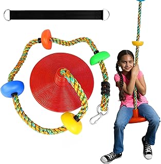 Jigiro climbing rope with platform and record seat, children's disk swing including an additional suspension strap and a carabiner, outdoor playground accessories, children's Christmas gift (Multi.. Click, pay, receive — DIAYTAR Nigeria makes online shopping seamless.