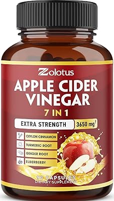 Zolotus 7 -in -1 cider vinegar capsules, equivalent to 3650 mg, sufficient for 3 months with Ceylon cinnamon, ginger root, turmeric and elderberry, the best supplement for digestion and immunity.. Experience budget-friendly shopping at DIAYTAR NIGERIA, Nigeria's premier online marketplace with quick delivery.