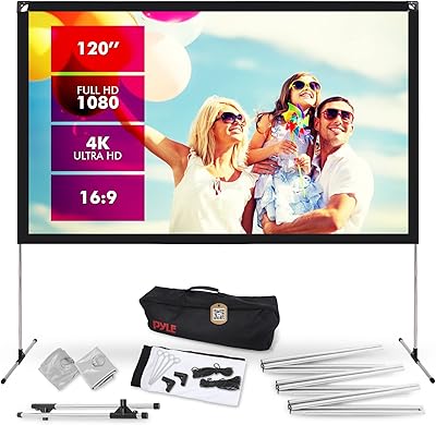 Pyle projector screen with support - 120 inches 16: 9 HD 4K portable, light and foldable interior and outdoor projector with frame for home cinema.. Shop with confidence at DIAYTAR NIGERIA, Nigeria's premier affordable e-commerce platform.
