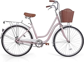 Cruise bike at single speed Mogoo Fiona 24/26 inches, city bike, road bike with fixed gable with steel frame, comfortable cycle for women, unisex bike for adults, front basket and rear luggage rack, conventional bike.. DIAYTAR NIGERIA delivers more than products - we deliver affordable solutions within the week.