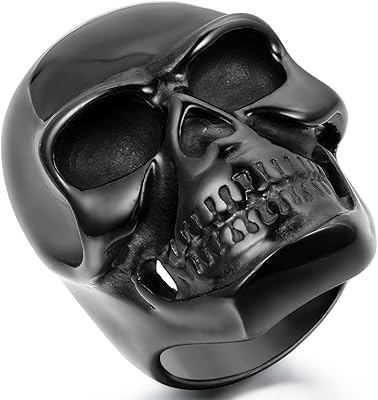 Cool stainless steel ring with great Gothic skull for black rain men.. DIAYTAR NIGERIA: Where every click leads to affordable purchases delivered promptly to your door.