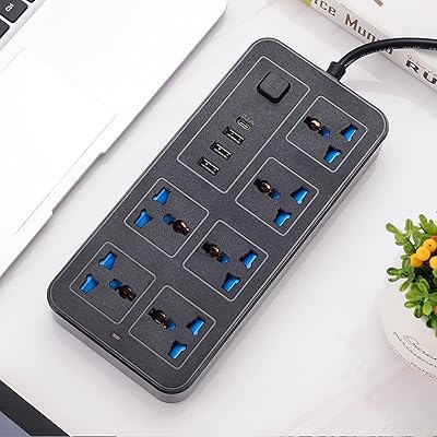 Protective multi-pouring upholstery multi-pulse with flat socket, USB extension with 6 large sector intakes and 3 USB 1 type C, mini office station with 6-foot power cord, mini socket (GK-A38-Blk).. From office supplies to fashion — DIAYTAR Nigeria brings it fast.