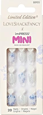 Kiss Loveshackfancy x Impress Mini Manucure at Limited Edition Pressure, Style \ "Hortensia Blue \" Blue square pressure nails for children, includes a mini nail lime and 20 fake nails of children's size.. Fast delivery is our promise — DIAYTAR Nigeria keeps it real.