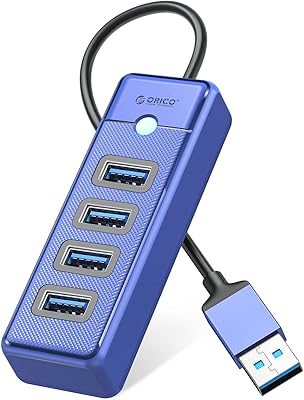 HUB USB 3.0 Orico 4 Ports, USB distributor for laptop with 0.3 foot cable, USB multi -sport extension, fast data transfer compatible with Mac OS 10.x and higher, Linux, Android - Blue.. DIAYTAR NIGERIA: Bringing quality products to your doorstep at prices that won't break the bank.