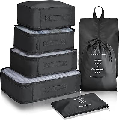 Set of 7 boring luggage organizers, easy -to -find cubic suitcase organizers, durable travel accessories, luggage organizers with improved nylon fabric (black).. DIAYTAR NIGERIA: Where affordability meets variety, with thousands of products delivered in less than 8 days.