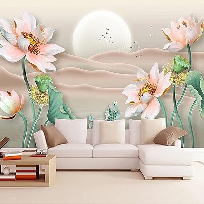 3d lotus flower landscape wallpaper bedroom lounge sofa tv background wall interior decoration not woven.. DIAYTAR NIGERIA: Redefining online shopping with unbeatable prices and consistent delivery times.