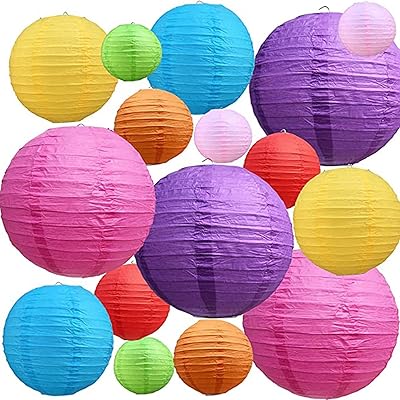 Alykdon 16pcs Lanterns in colored paper, Chinese/Japanese round folding lantern, for birthday, wedding, Halloween, prenuptial party, home decoration, party (size 4 ", 6", 8 ", 10").. Big savings, small wait times — shop now at DIAYTAR Nigeria.