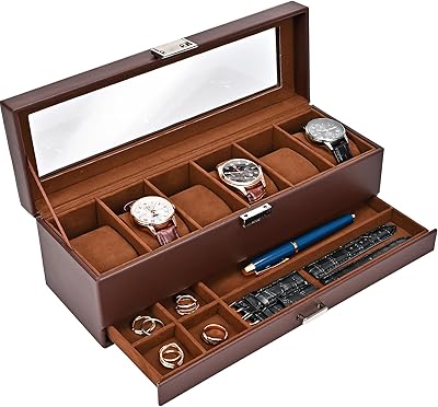 6 -slot process watch box with drawer, double -layer jewelry storage box with glass cover, men and women's storage box - Expresso.. Discover endless shopping possibilities at DIAYTAR NIGERIA, with budget-friendly prices and reliable delivery.