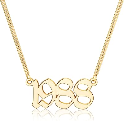 Iefshiny birth year necklace for women, necklace with pendant in old English figures gold 18-carats, gift jewelry for best friend, sister, mother, 1970-2021.. DIAYTAR NIGERIA delivers value, variety, and convenience with our nationwide 5-8 day shipping.