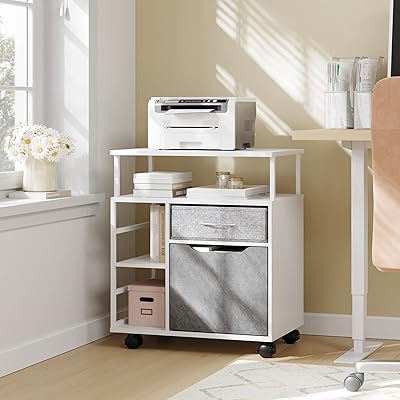 Homooo Mobile binder with 2 drawers Open Storage of Wood Stationery Metal Filling Organizer Box with casters Printer Support For Home Office Study Salle White 60 * 40 * 70.5cm H04E4061A.. Your favorite brands are just a click away on DIAYTAR Nigeria.