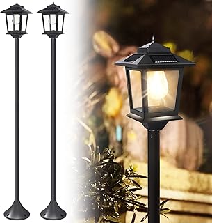 63 \ "Lot of 2 waterproof solar floor lamps, outdoor floor lamps, vintage decorative floor lamp for patio, garden, courtyard, aisle, front/rear door, warm white, replaceable bulb.. DIAYTAR NIGERIA brings affordable shopping to your fingertips with reliable delivery in less than 8 days.