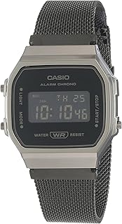 Classic digital watch for women with black dial and stainless steel strap a168wemb-1bdf., Black, bracelet.. DIAYTAR NIGERIA: Your trusted e-commerce partner with extensive product choices and affordable delivery.