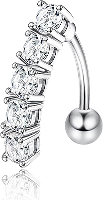 Navel bar for woman in silver sterling 925 14g high down to the bottom of cubic zirconia, belly ring in the shape of a crossed heart, jewelry of navel and body piercing and body piercing.. Shop with purpose at DIAYTAR NIGERIA and discover a world of products at budget-friendly prices.