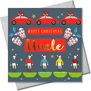 Christmas card, uncle Subuteo & Cars, shiny gold text.. DIAYTAR NIGERIA: Making online shopping accessible to all Nigerians with our affordable platform.