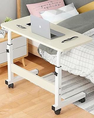 Mobile extra table Cotis 80 x 40 cm with library and casters Student office support for laptop with adjustable height and snack table for bed and sofa, beige, beige, beige, beige.. Experience shopping without compromise at DIAYTAR NIGERIA, with vast selection and quick delivery.